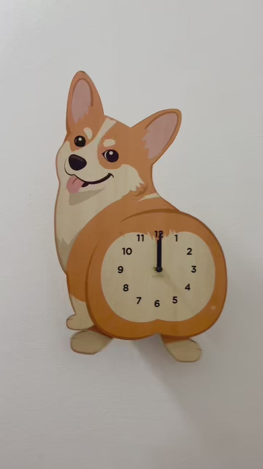 Corgi Wall Clock – Butt Design Pendulum Clock